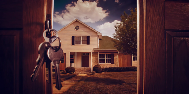 House keys in open door.