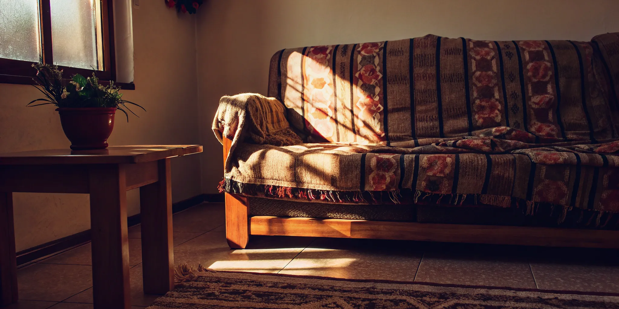 Dated living room details—don't fix everything when selling.