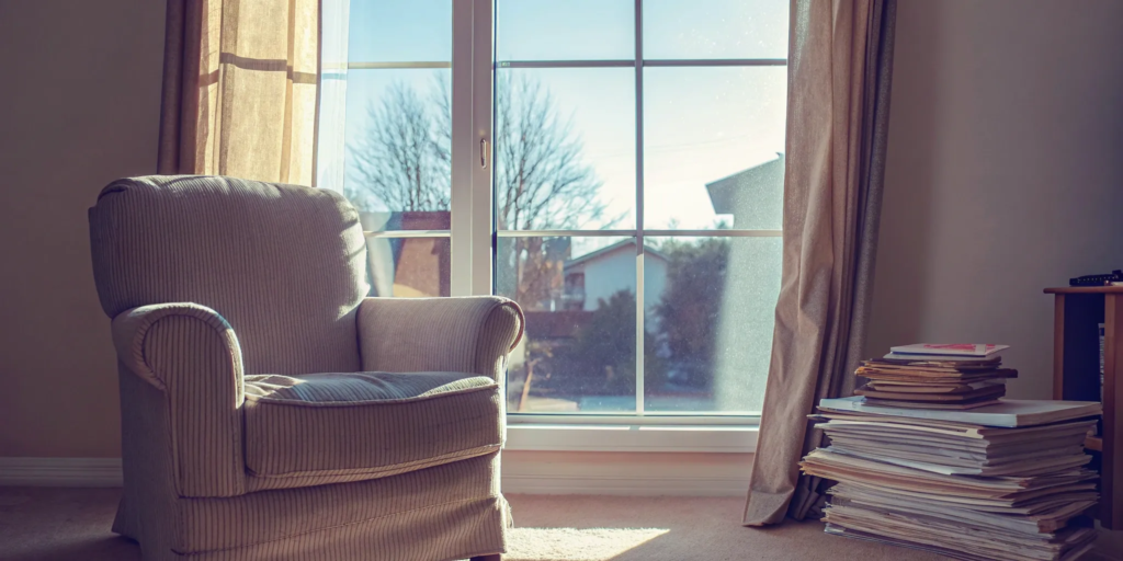 Inherited house with sunny window.