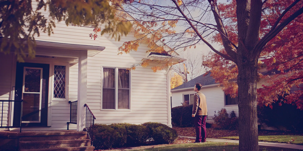 A person in front of a home, planning the sale of a tenant occupied property.