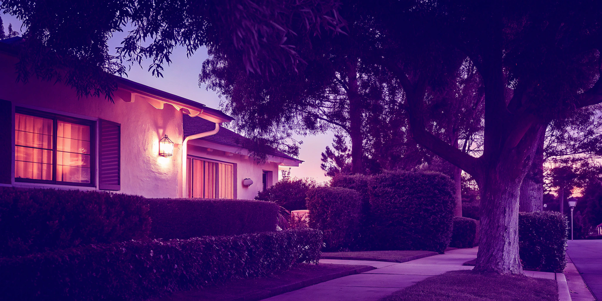 A probate property at dusk, ready for an executor to sell the home for cash.