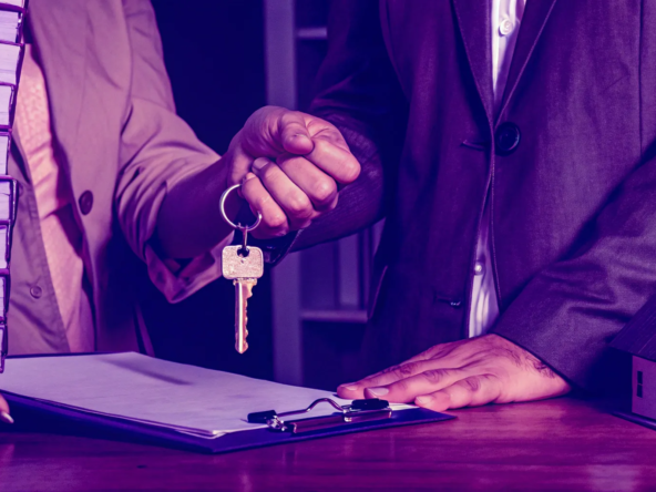 Finalizing a cash offer for a condo with keys and paperwork.