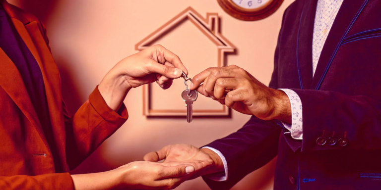 A quick closing home sale in Chicago with keys being exchanged.