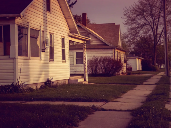 A distressed property being sold to one of the buyers who purchase homes for cash.