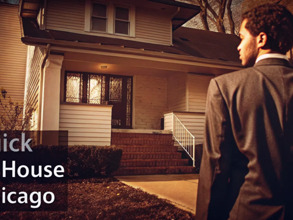Man in a suit in front of a Chicago house after a quick sale.