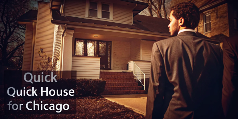 Man in a suit in front of a Chicago house after a quick sale.
