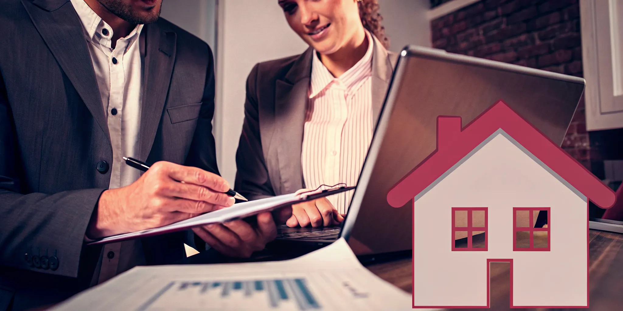 Two people analyzing the real cost of a no closing cost home sale.